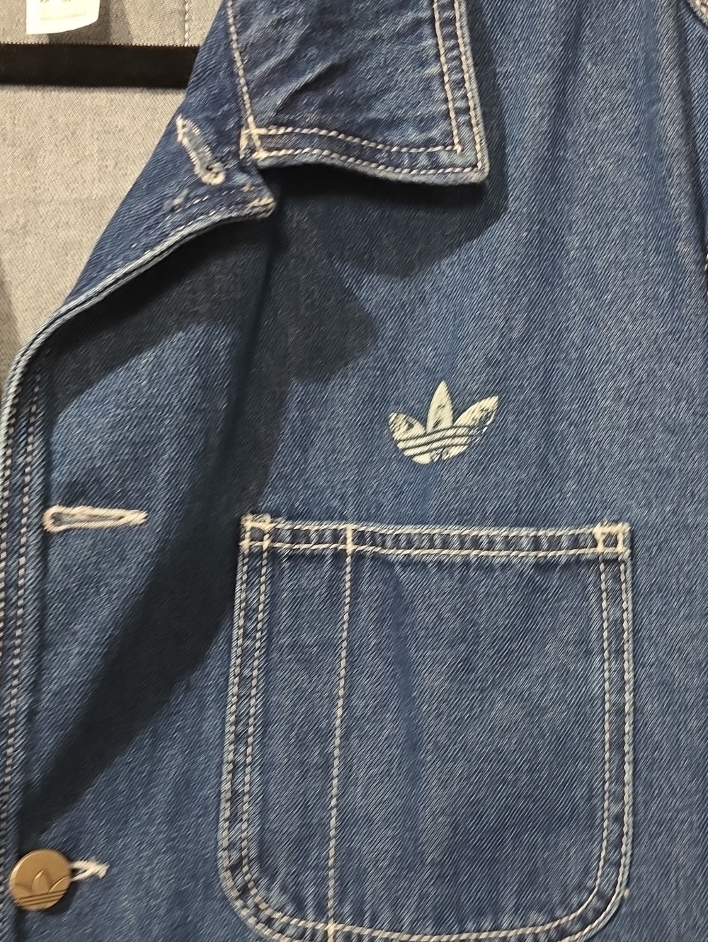 Adidas Dark Blue Denim Jacket - Picture 2 of 6